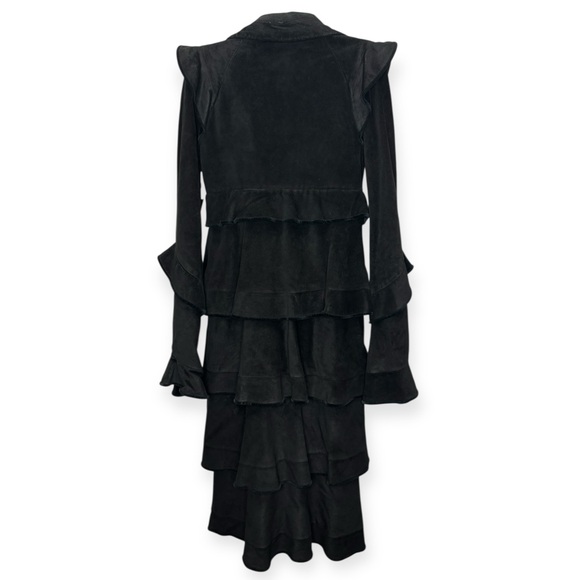 Yves Saint Laurent Black Suede Layered Coat - Picture 3 of 4